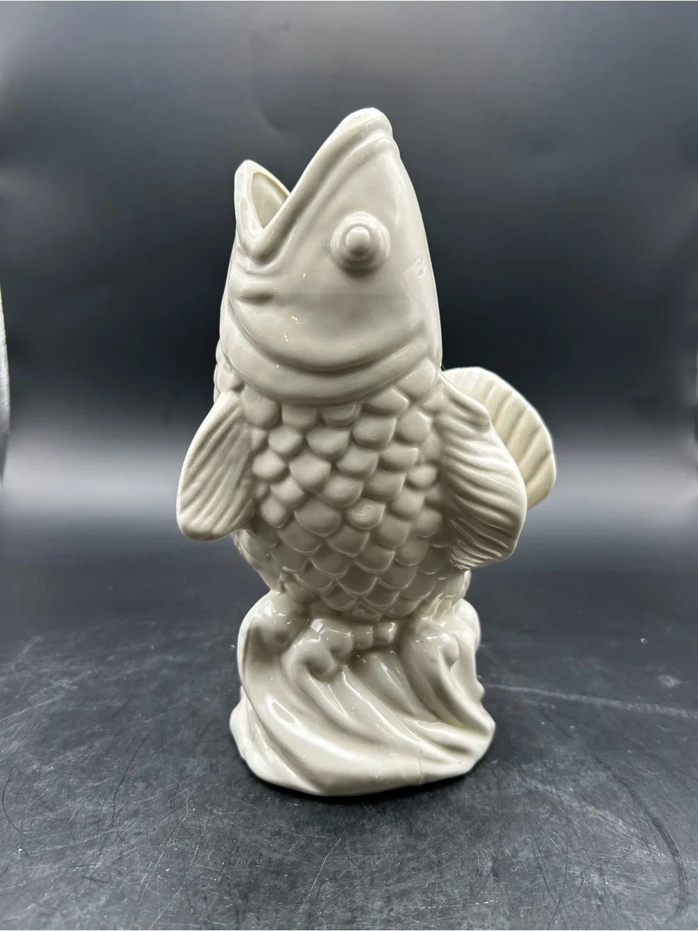 White Ceramic Koi Fish Statue - White
